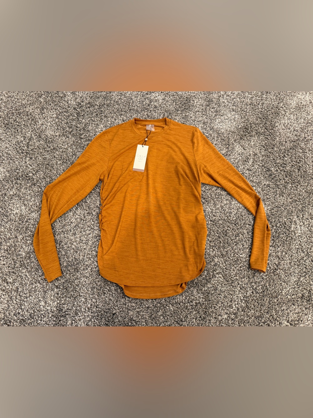 CALIA Golf Women’s M Tissue Texture Long Sleeve Crew Golden Warmth UPF 50+ NWT
